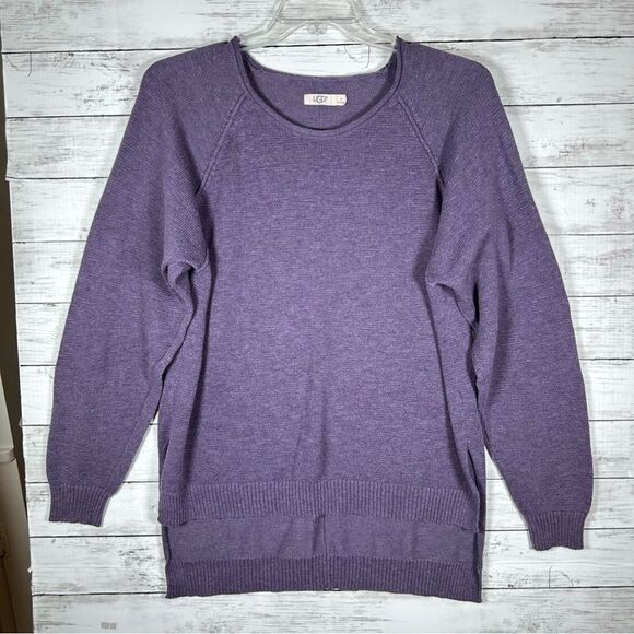 UGG Estela Purple Knit Hi-Low Lightweight Textured Pullover Sweater Womens XL - Picture 2 of 5